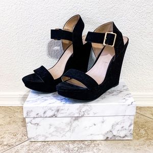 Black Suede Wedge Heel size 10